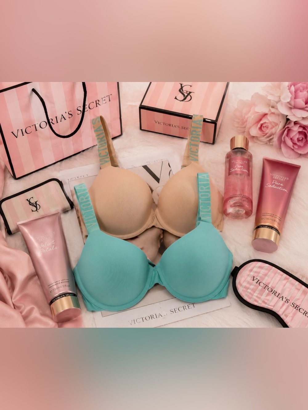 Victoria’s Secret Bra Bundle 32DD (70E) Nude & Aqua Blue